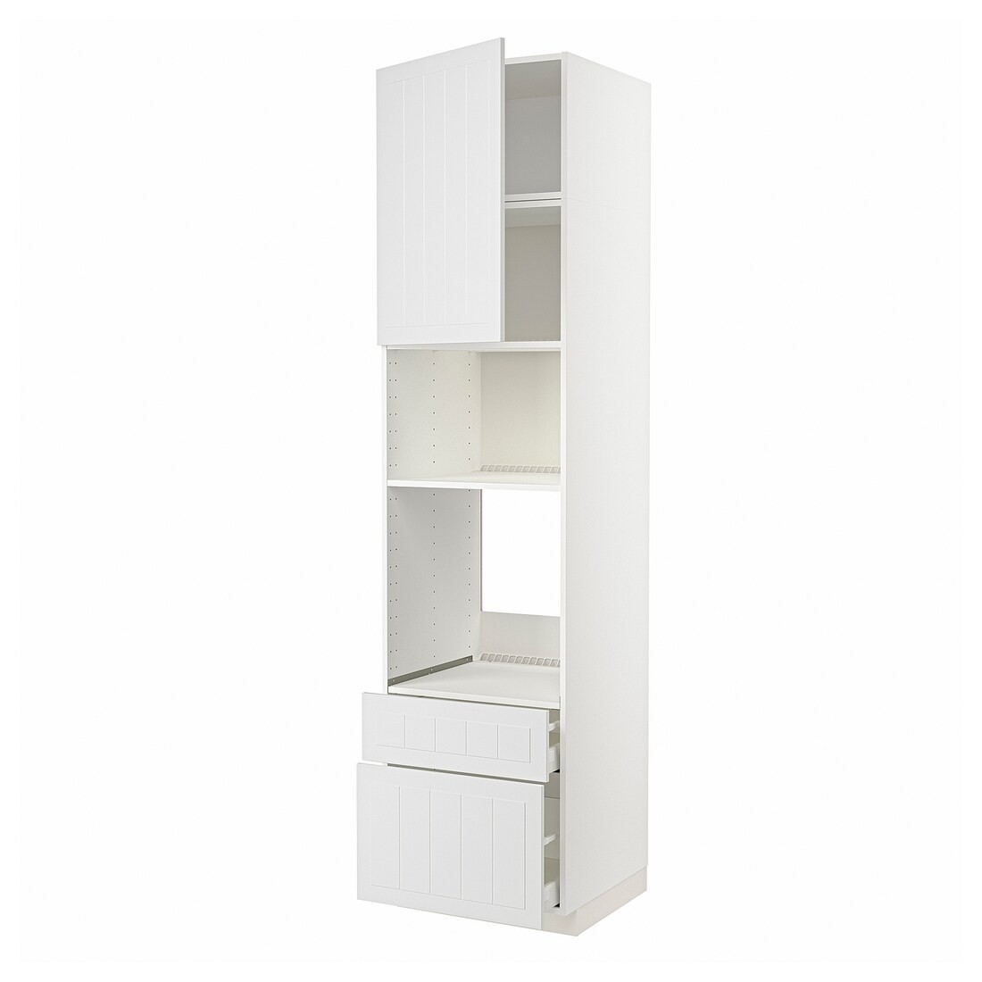 IKEA METOD МЕТОД / MAXIMERA МАКСИМЕРА Высокий шкаф для духовки / микроволновки с дверями / 2 ящиками, белый / Stensund белый, 60x60x240 см 19463849 | 194.638.49