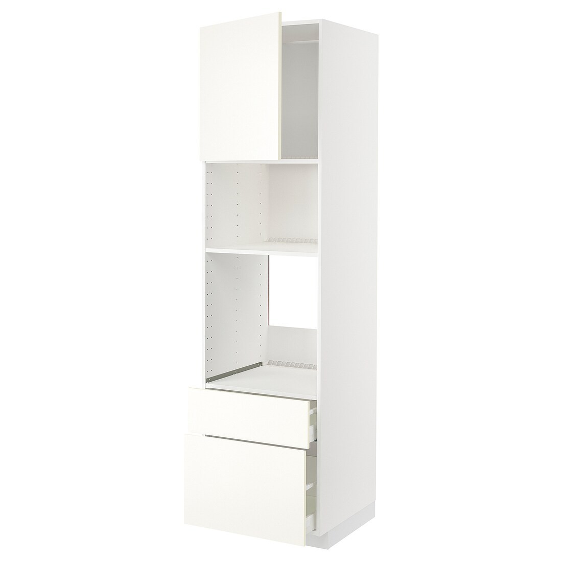 IKEA METOD МЕТОД / MAXIMERA МАКСИМЕРА Высокий шкаф для духовки / микроволновки с дверями / 2 ящиками, белый / Vallstena белый 99507444 995.074.44