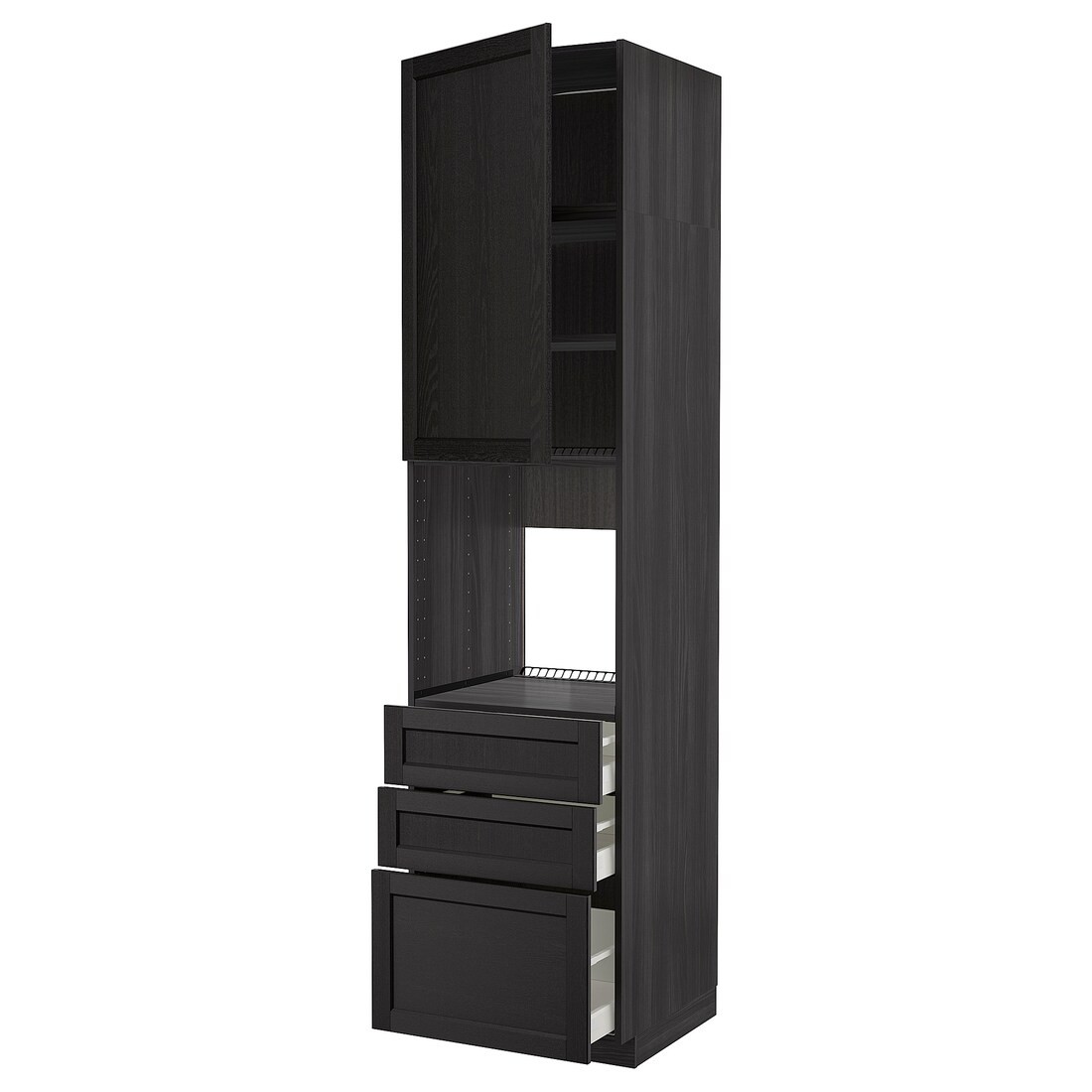 IKEA METOD МЕТОД / MAXIMERA МАКСИМЕРА Высокий шкаф для духовки, черный / Lerhyttan черная морилка, 60x60x240 см 59468703 | 594.687.03