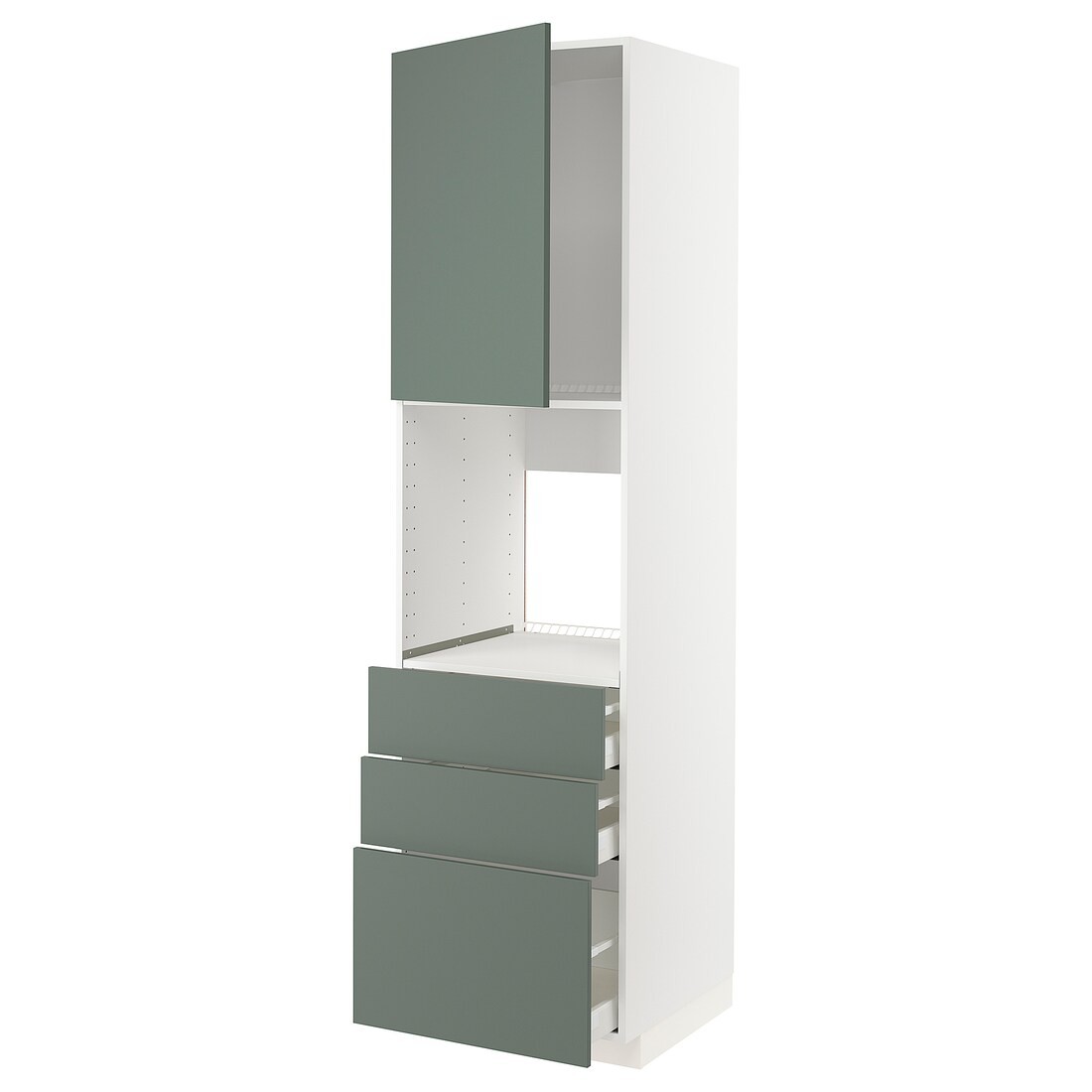 IKEA METOD МЕТОД / MAXIMERA МАКСИМЕРА Высокий шкаф для духовки, белый / Bodarp серо-зеленый, 60x60x220 см 09455053 | 094.550.53