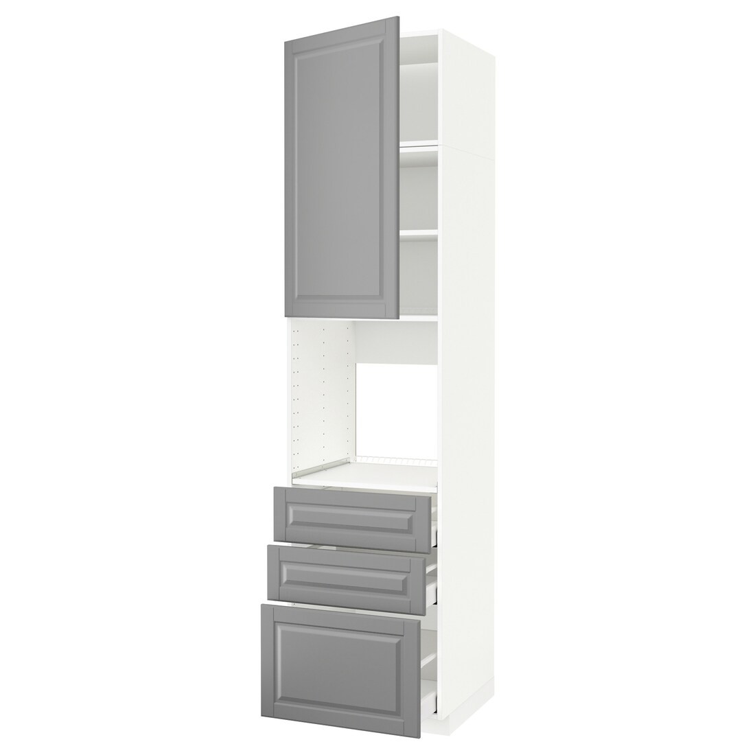 IKEA METOD МЕТОД / MAXIMERA МАКСИМЕРА Высокий шкаф для духовки, белый / Bodbyn серый, 60x60x240 см 29459936 | 294.599.36