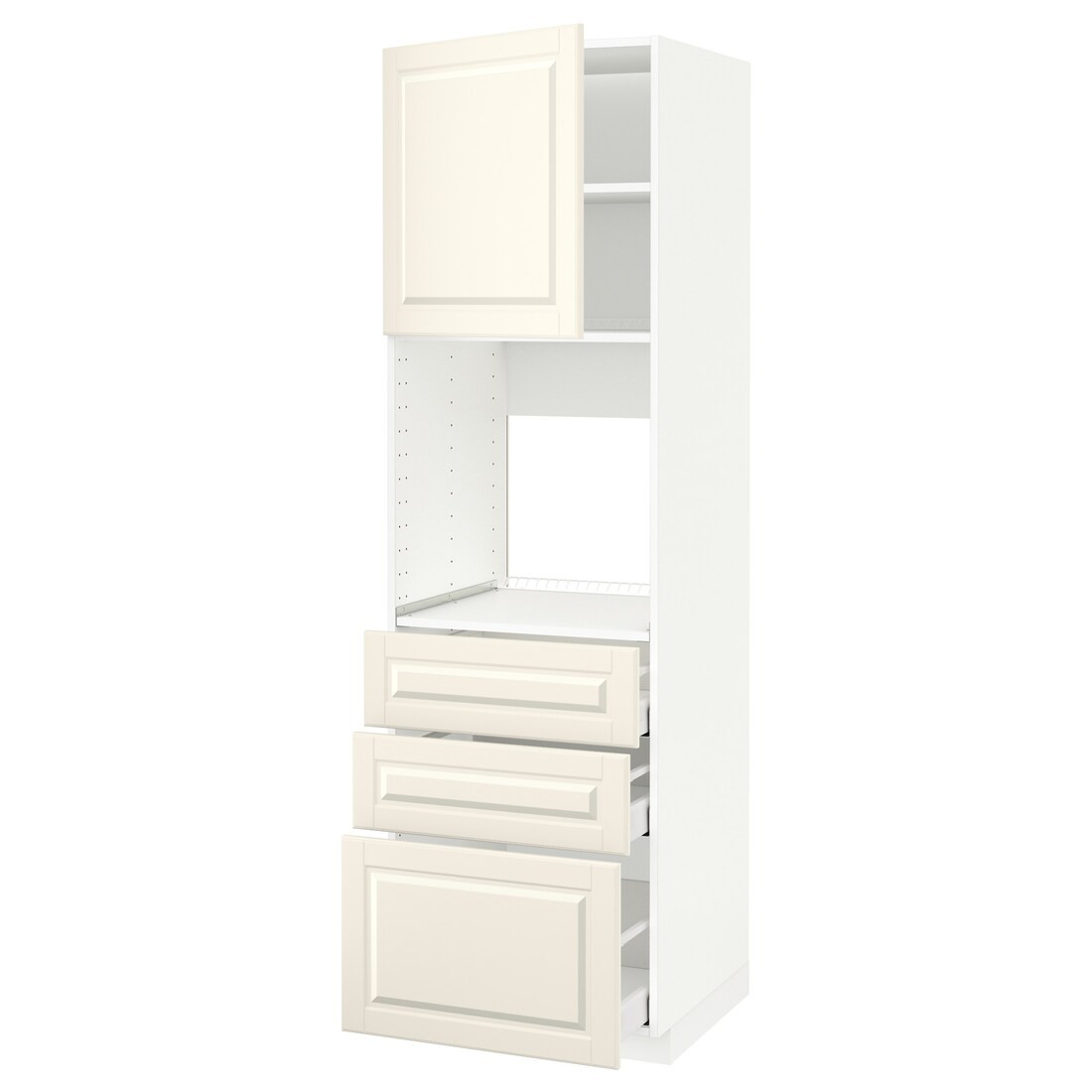 IKEA METOD МЕТОД / MAXIMERA МАКСИМЕРА Высокий шкаф для духовки, белый / Bodbyn кремовый, 60x60x200 см 89462865 | 894.628.65