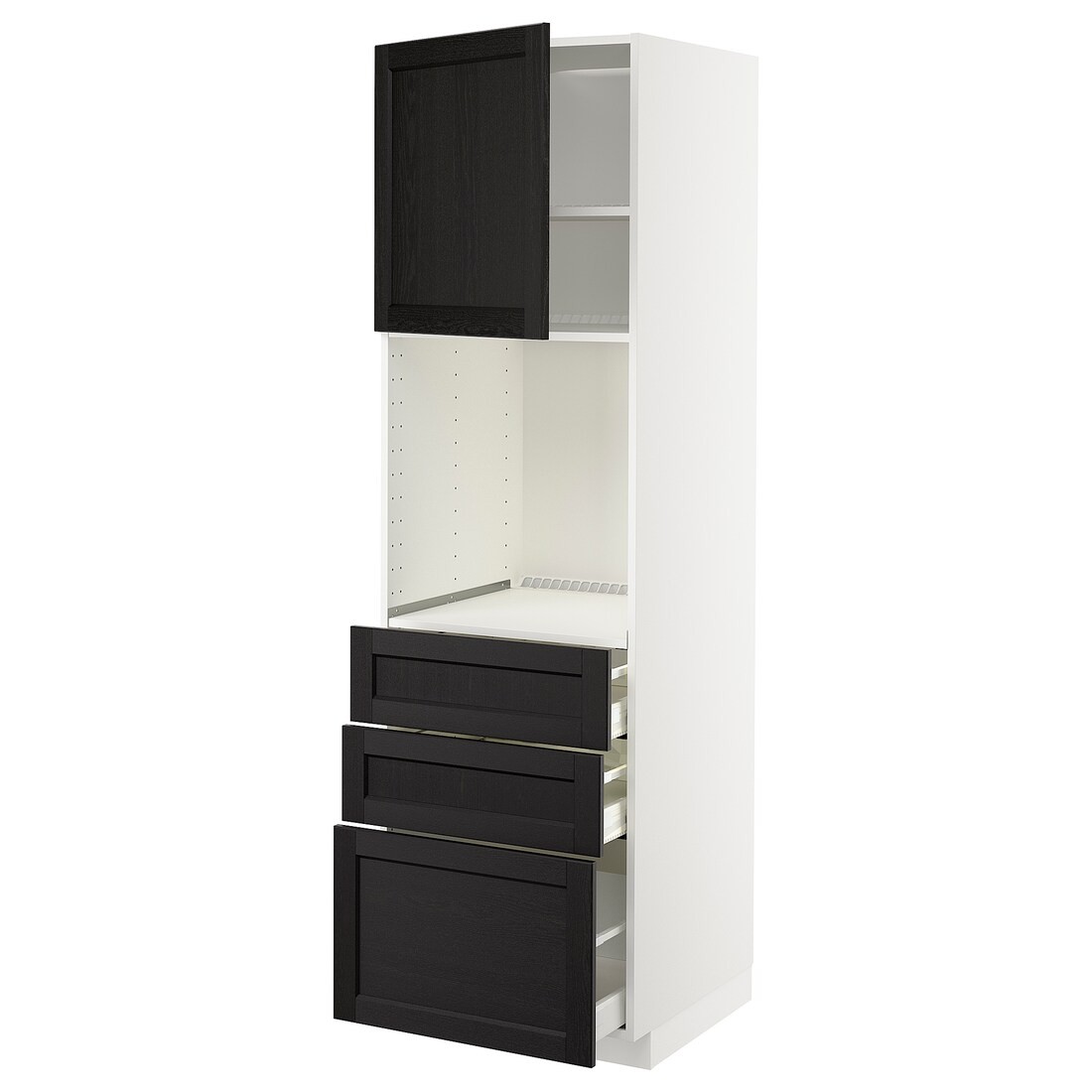 IKEA METOD МЕТОД / MAXIMERA МАКСИМЕРА Высокий шкаф для духовки, белый / Lerhyttan черная морилка, 60x60x200 см 79466425 | 794.664.25