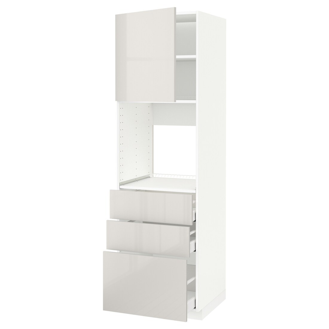 IKEA METOD МЕТОД / MAXIMERA МАКСИМЕРА Высокий шкаф для духовки, белый / Ringhult светло-серый, 60x60x200 см 29455405 | 294.554.05