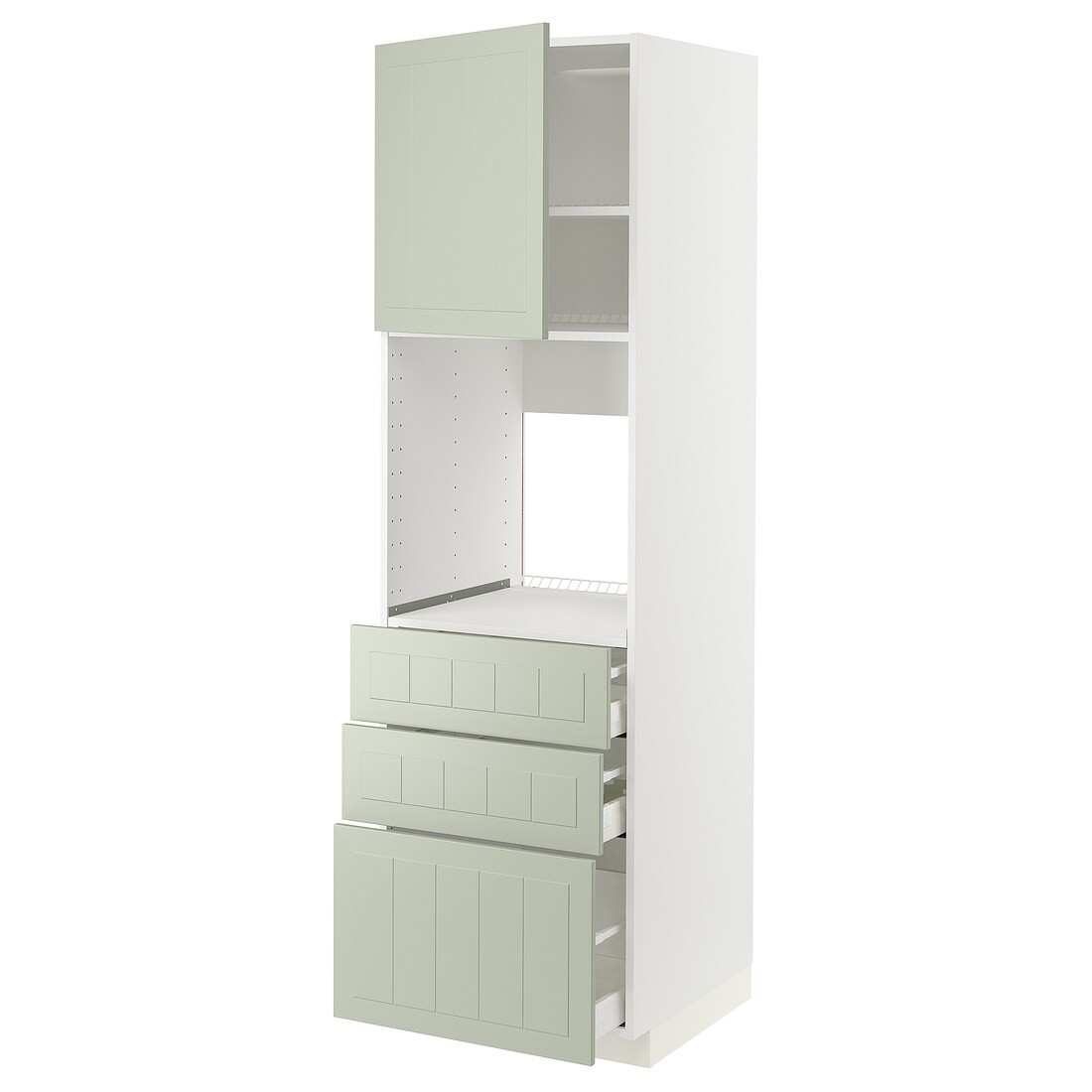 IKEA METOD МЕТОД / MAXIMERA МАКСИМЕРА Высокий шкаф для духовки, белый / Stensund светло-зеленый, 60x60x200 см 39486208 394.862.08