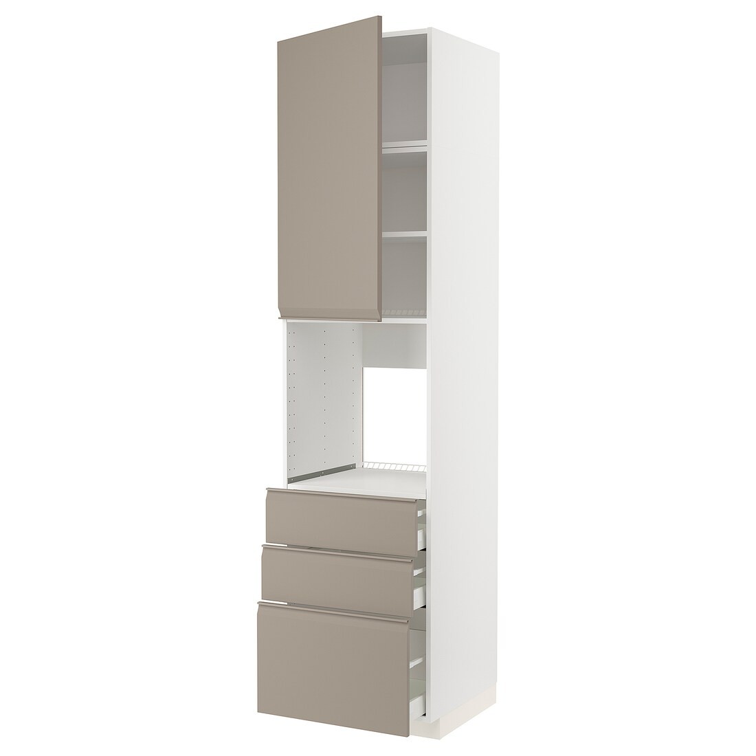 IKEA METOD МЕТОД / MAXIMERA МАКСИМЕРА Высокий шкаф для духовки, белый / Upplöv матовый темно-бежевый, 60x60x240 см 59492171 | 594.921.71
