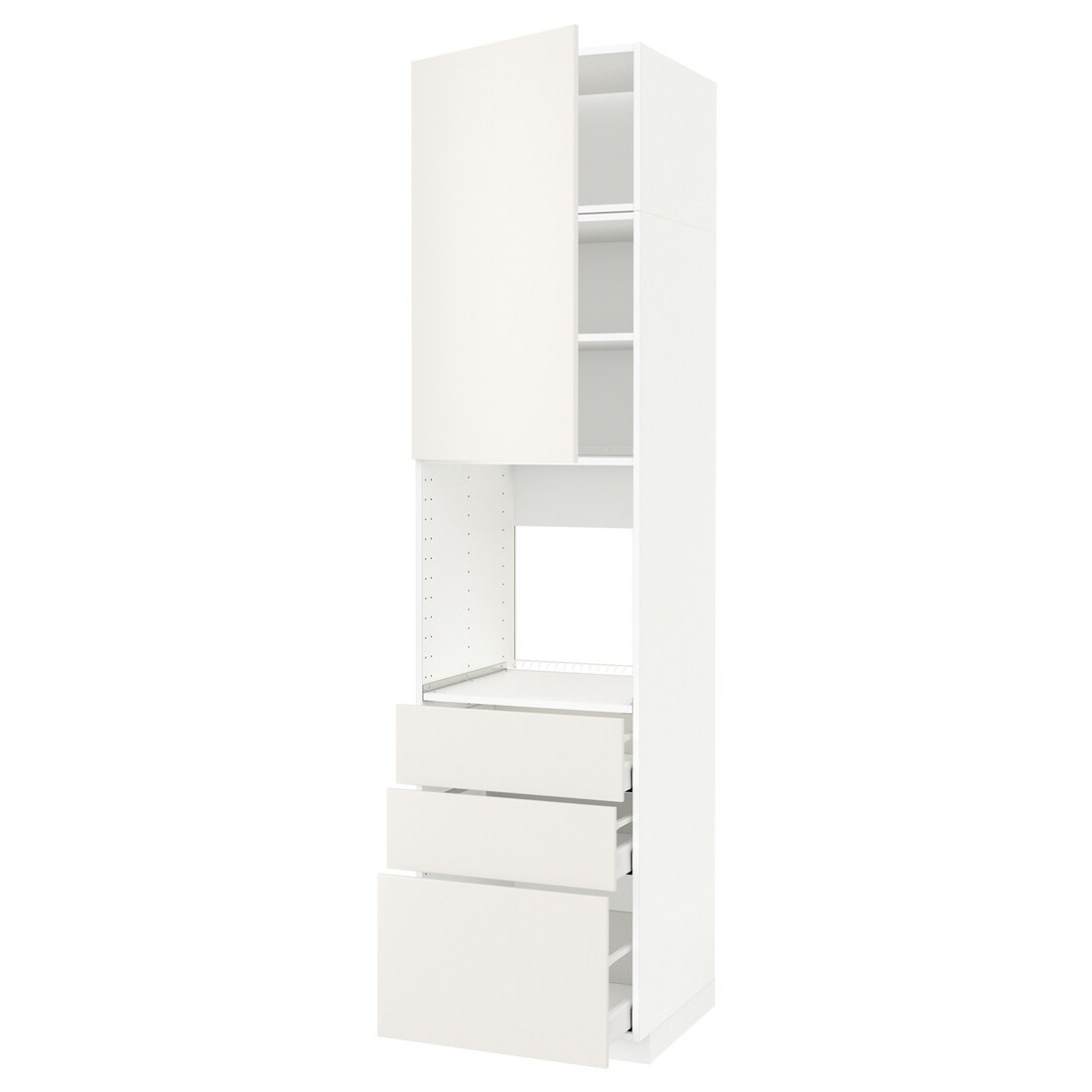 IKEA METOD МЕТОД / MAXIMERA МАКСИМЕРА Высокий шкаф для духовки, белый / Veddinge белый, 60x60x240 см 49457470 | 494.574.70