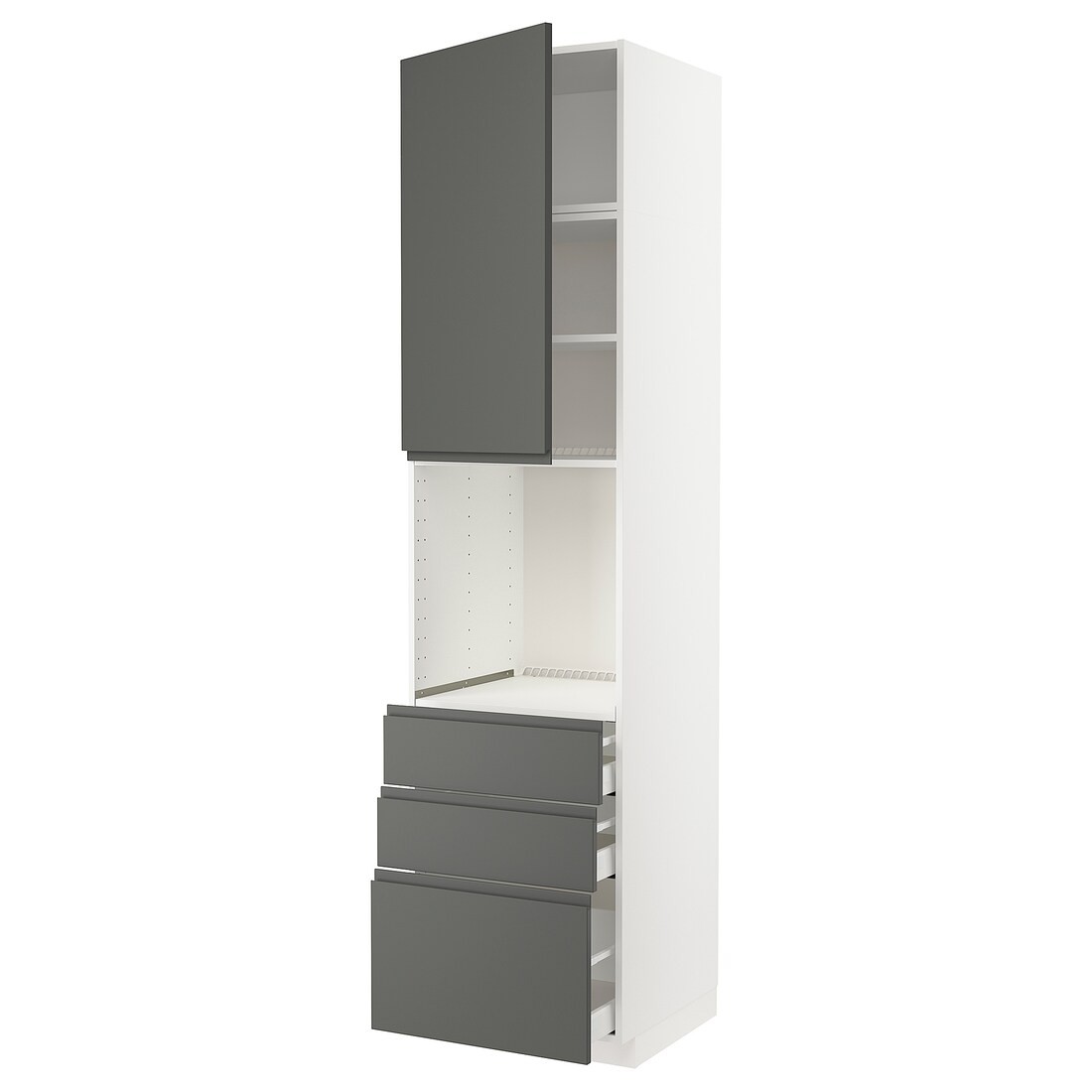 IKEA METOD МЕТОД / MAXIMERA МАКСИМЕРА Высокий шкаф для духовки, белый / Voxtorp темно-серый, 60x60x240 см 29462118 | 294.621.18