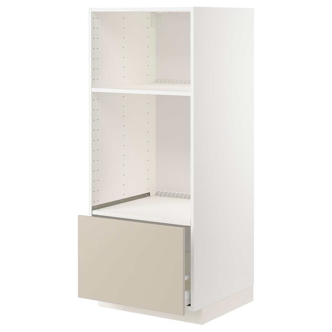 IKEA METOD МЕТОД / MAXIMERA МАКСИМЕРА Высокий шкаф для духовки / СВЧ, белый / Havstorp бежевый, 60x60x140 см 89426815 | 894.268.15