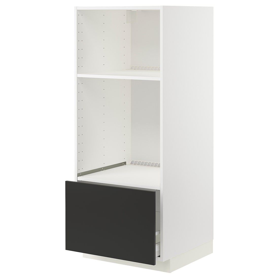 IKEA METOD МЕТОД / MAXIMERA МАКСИМЕРА Высокий шкаф для духовки / СВЧ, белый / Nickebo матовый антрацит, 60x60x140 см 49497942 | 494.979.42