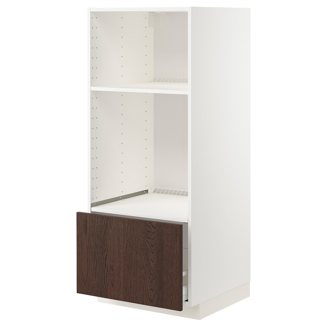 IKEA METOD МЕТОД / MAXIMERA МАКСИМЕРА Высокий шкаф для духовки / СВЧ, белый / Sinarp коричневый, 60x60x140 см 99405110 | 994.051.10