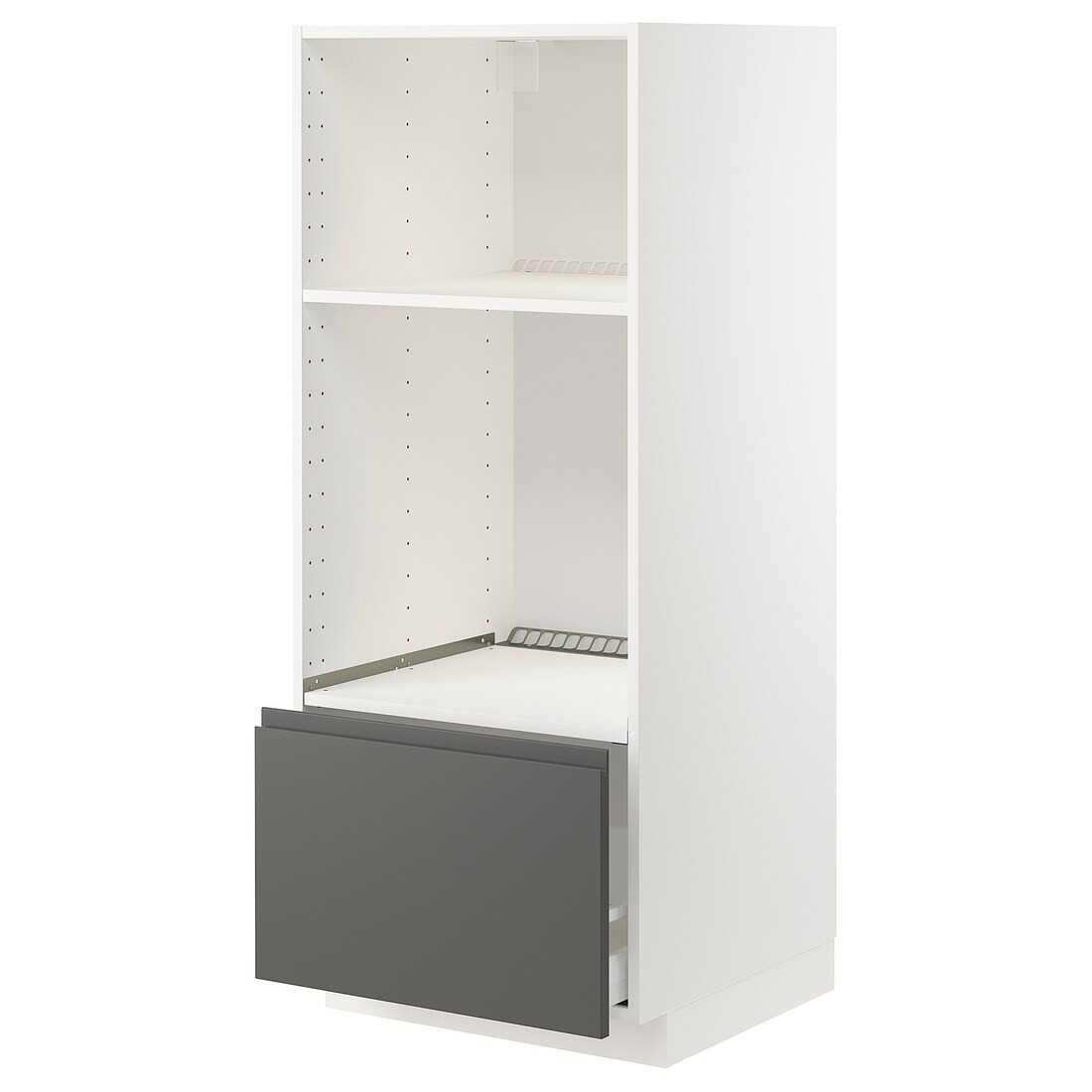 IKEA METOD МЕТОД / MAXIMERA МАКСИМЕРА Высокий шкаф для духовки / СВЧ, белый / Voxtorp темно-серый, 60x60x140 см 69310514 693.105.14