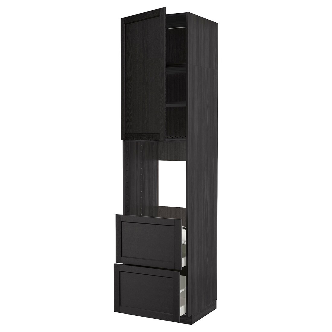 IKEA METOD МЕТОД / MAXIMERA МАКСИМЕРА Высокий шкаф для духовки, черный / Lerhyttan черная морилка, 60x60x240 см 69462630 | 694.626.30