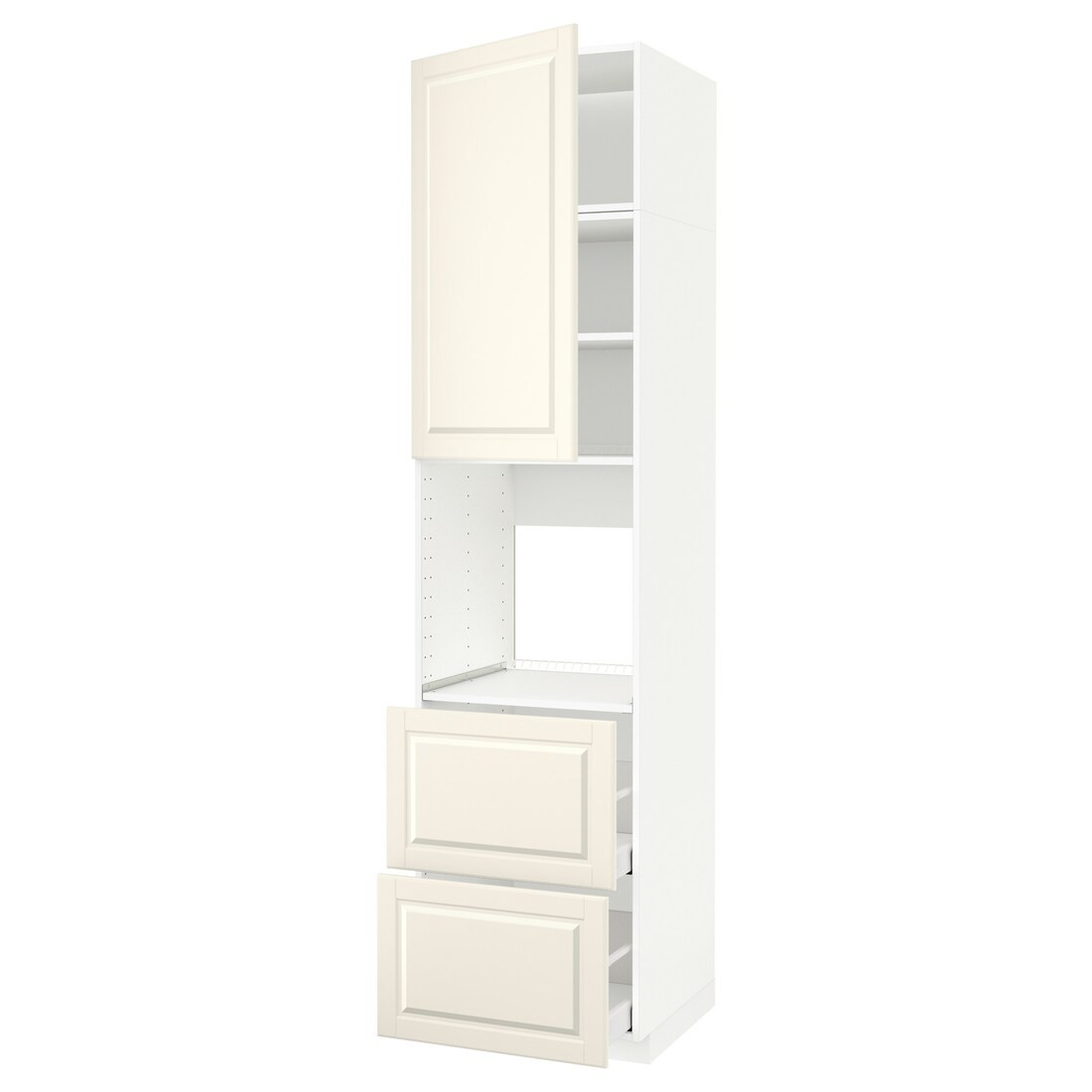 IKEA METOD МЕТОД / MAXIMERA МАКСИМЕРА Высокий шкаф для духовки, белый / Bodbyn кремовый, 60x60x240 см 99464227 | 994.642.27