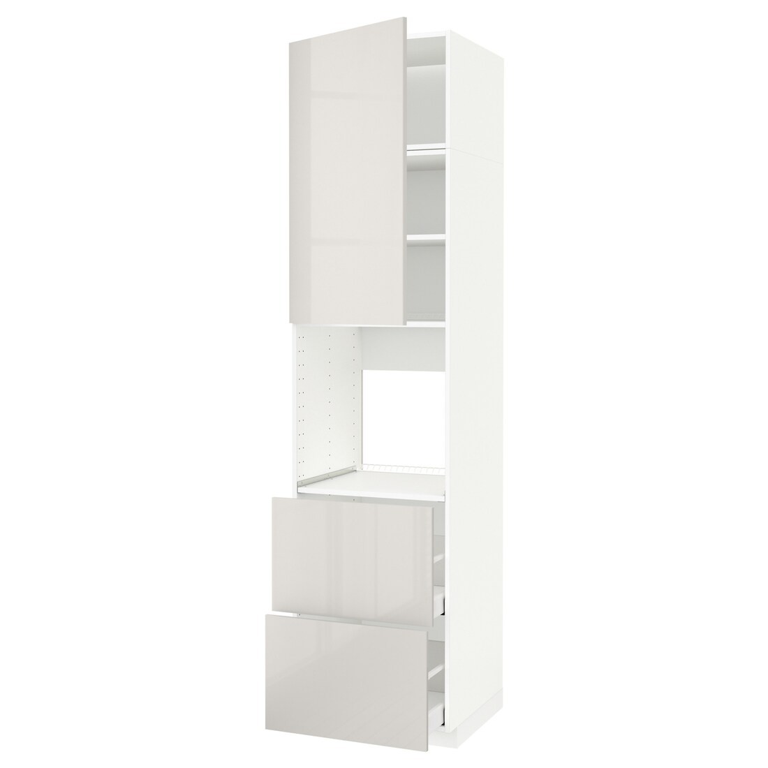 IKEA METOD МЕТОД / MAXIMERA МАКСИМЕРА Высокий шкаф для духовки, белый / Ringhult светло-серый, 60x60x240 см 19465103 | 194.651.03