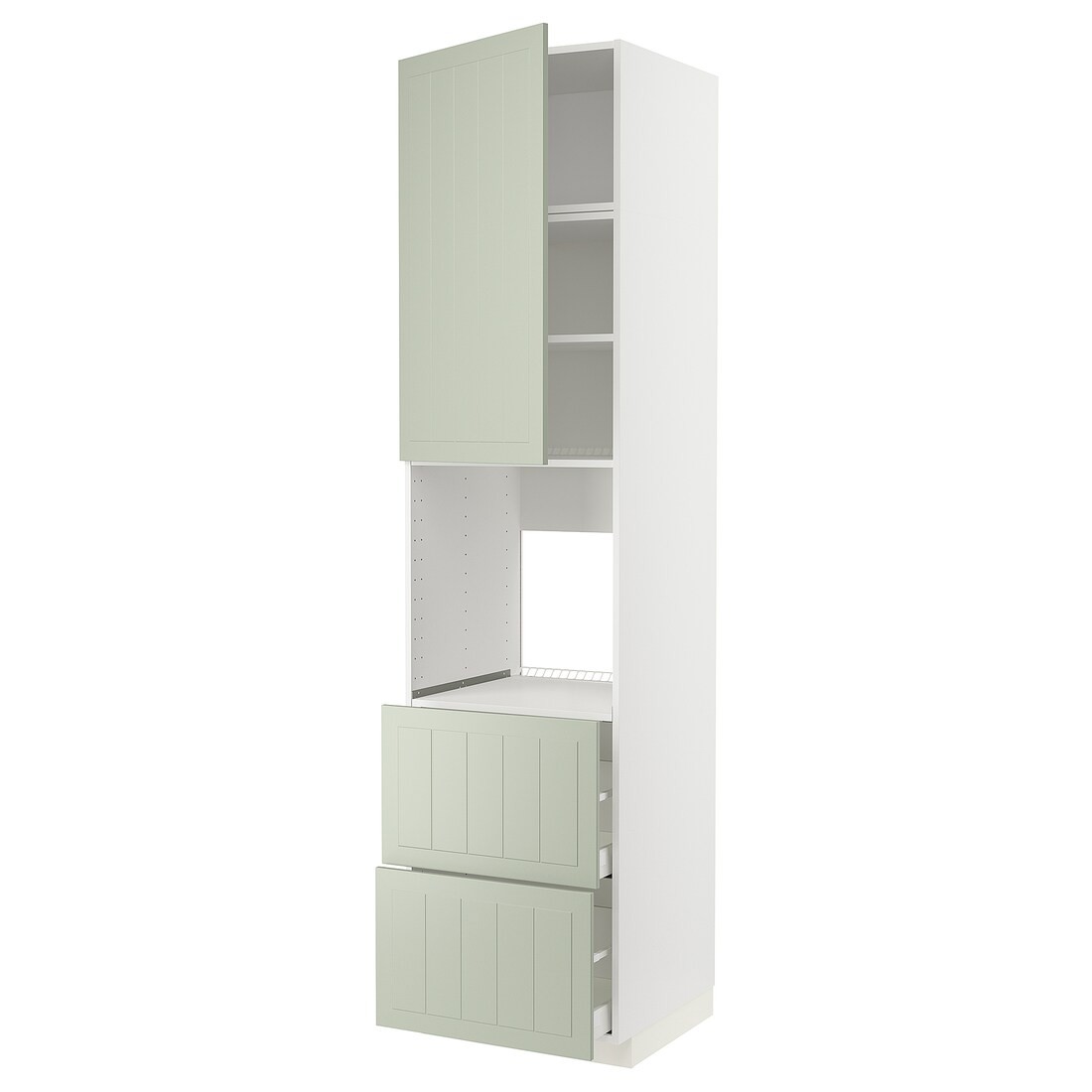 IKEA METOD МЕТОД / MAXIMERA МАКСИМЕРА Высокий шкаф для духовки, белый / Stensund светло-зеленый, 60x60x240 см 59486306 594.863.06