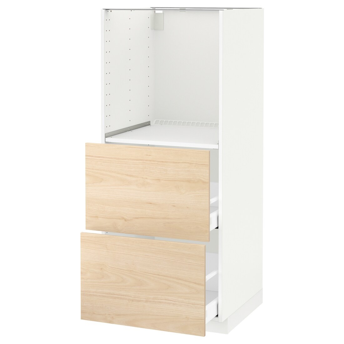 IKEA METOD МЕТОД / MAXIMERA МАКСИМЕРА Высокий шкаф с 2 ящиками для духовки, белый / Askersund узор светлый ясень, 60x60x140 см 19215996 192.159.96