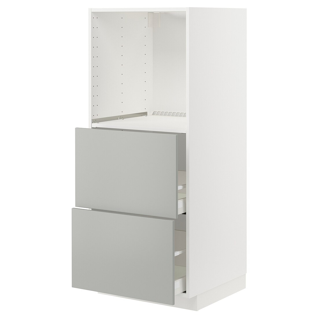 IKEA METOD / MAXIMERA Высокий шкаф с 2 ящиками для духовки, белый / Хавсторп светло-серый, 60x60x140 см 79539361 | 795.393.61