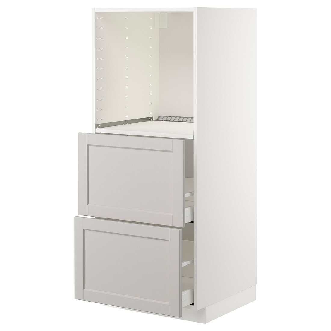 IKEA METOD МЕТОД / MAXIMERA МАКСИМЕРА Высокий шкаф с 2 ящиками для духовки, белый / Lerhyttan светло-серый, 60x60x140 см 09274627 | 092.746.27