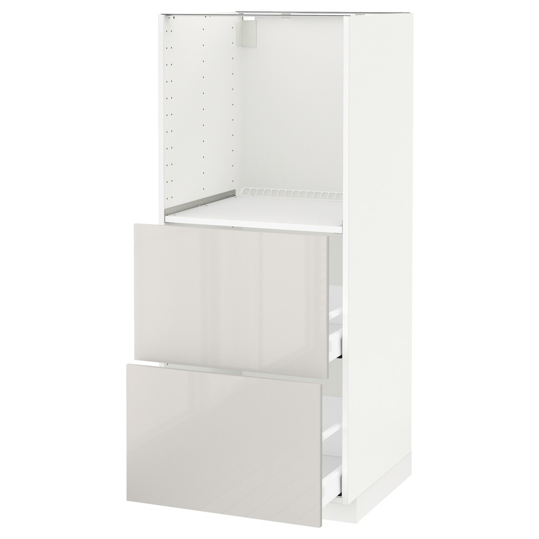IKEA METOD МЕТОД / MAXIMERA МАКСИМЕРА Высокий шкаф с 2 ящиками для духовки, белый / Ringhult светло-серый, 60x60x140 см 89142826 891.428.26
