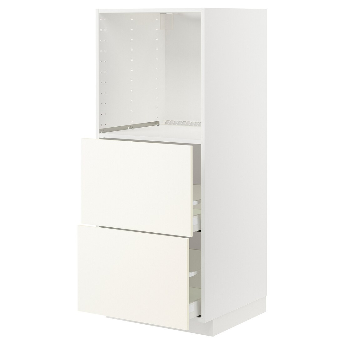 IKEA METOD МЕТОД / MAXIMERA МАКСИМЕРА Высокий шкаф с 2 ящиками для духовки, белый / Vallstena белый 49507446 495.074.46