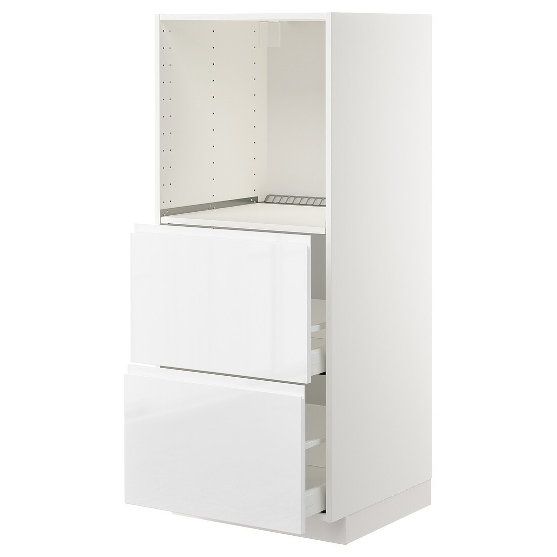 IKEA METOD МЕТОД / MAXIMERA МАКСИМЕРА Высокий шкаф с 2 ящиками для духовки, белый / Voxtorp глянцевый / белый, 60x60x140 см 59254066 592.540.66