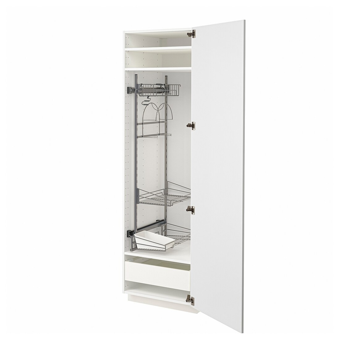 IKEA METOD МЕТОД / MAXIMERA МАКСИМЕРА Высокий шкаф с отделением для аксессуаров для уборки, белый / Stensund белый, 60x60x200 см 69409341 694.093.41