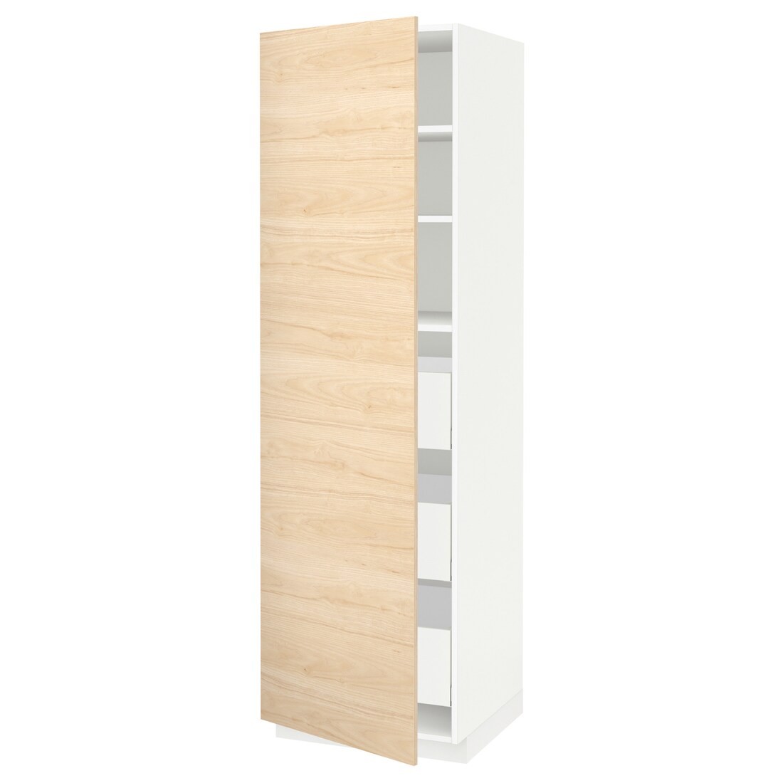 IKEA METOD МЕТОД / MAXIMERA МАКСИМЕРА Шкаф высокий с ящиками, белый / Askersund узор светлый ясень, 60x60x200 см 89355907 893.559.07