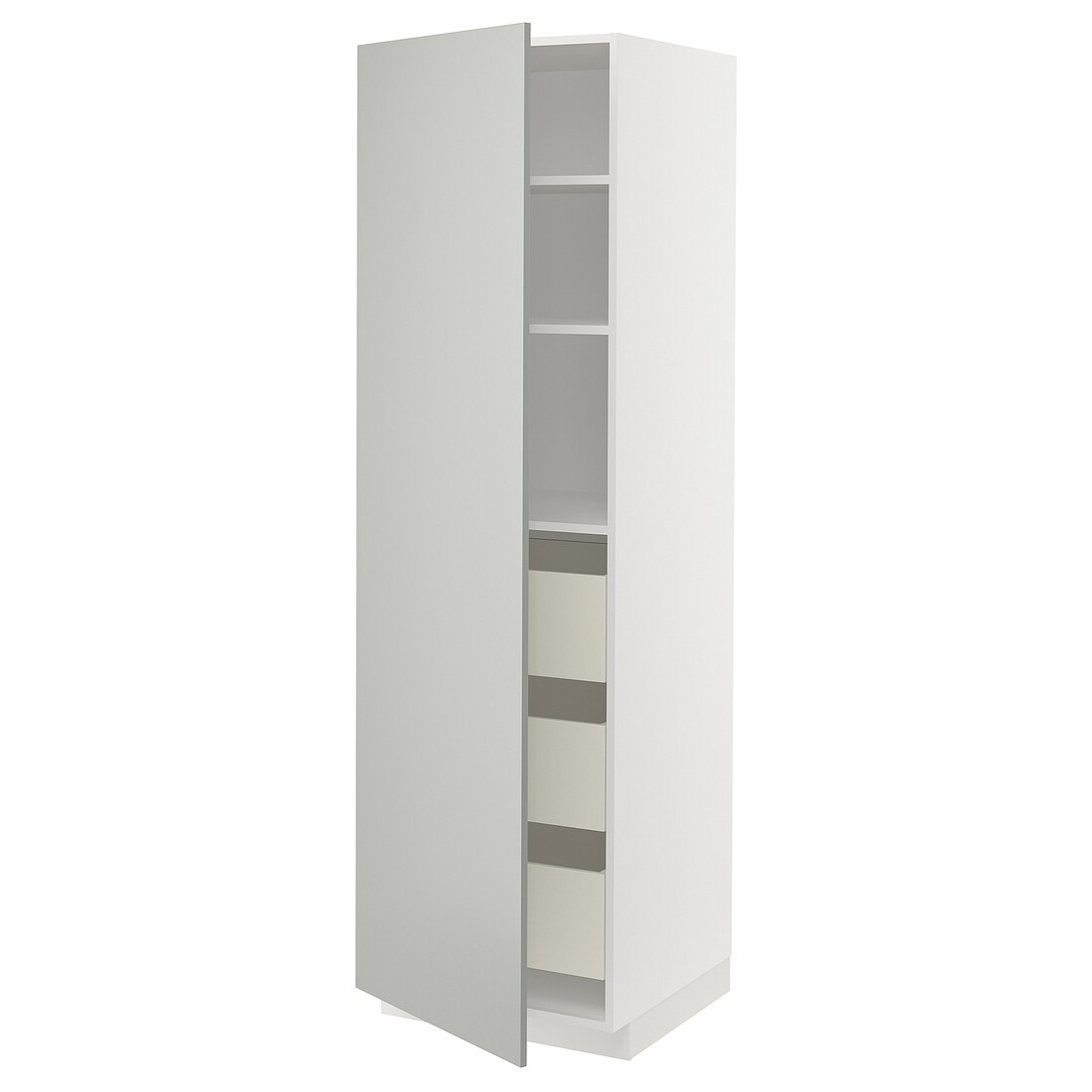 IKEA METOD / MAXIMERA Шкаф высокий с ящиками, белый / Хавсторп светло-серый, 60x60x200 см 49538551 | 495.385.51