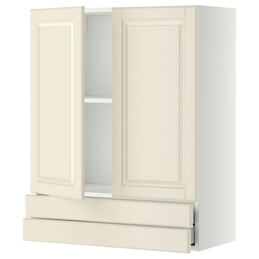 IKEA METOD МЕТОД / MAXIMERA МАКСИМЕРА Навесной шкаф / 2 дверцы / 2 ящика, белый / Bodbyn кремовый, 80x100 см 39458738 | 394.587.38