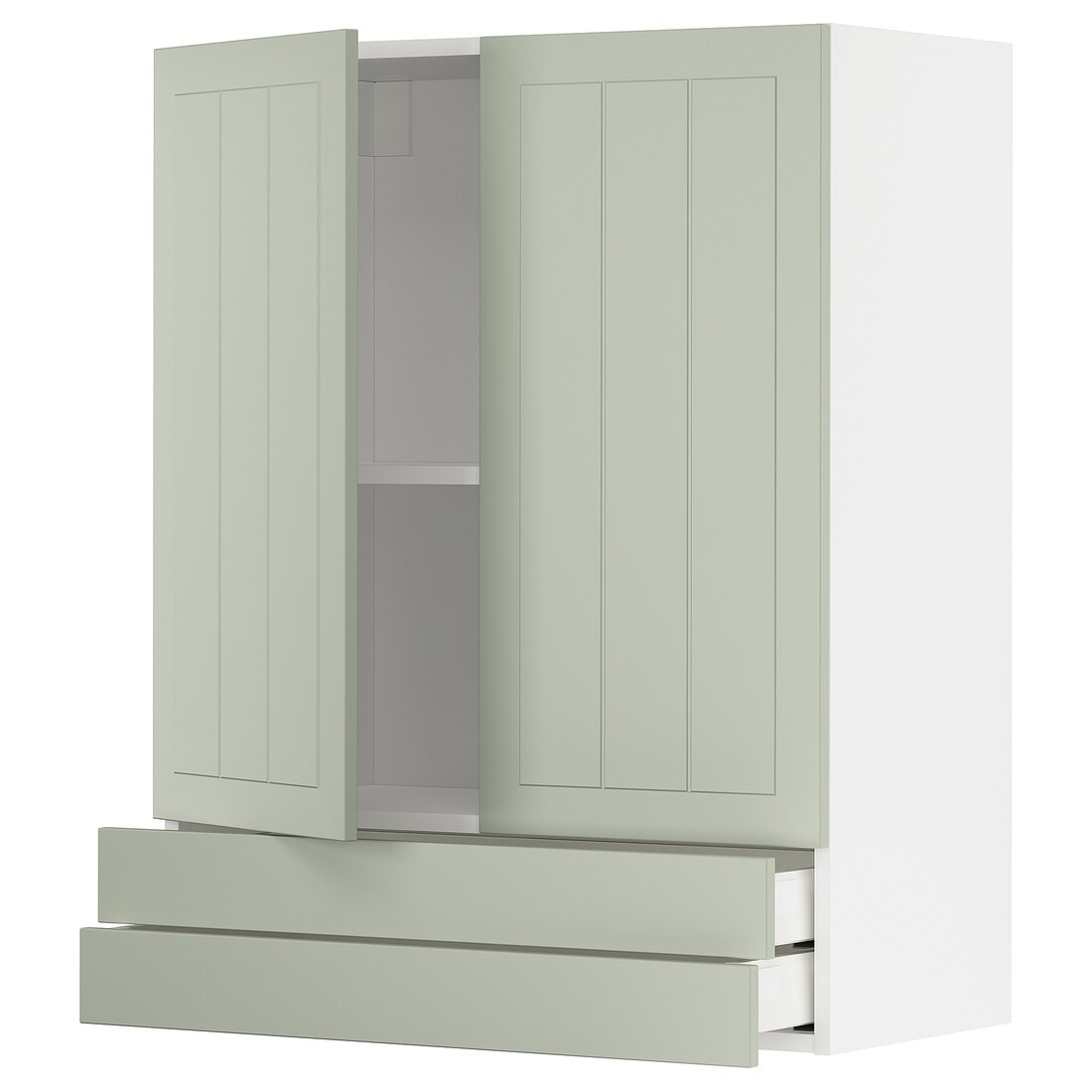 IKEA METOD МЕТОД / MAXIMERA МАКСИМЕРА Навесной шкаф / 2 дверцы / 2 ящика, белый / Stensund светло-зеленый, 80x100 см 39486798 394.867.98
