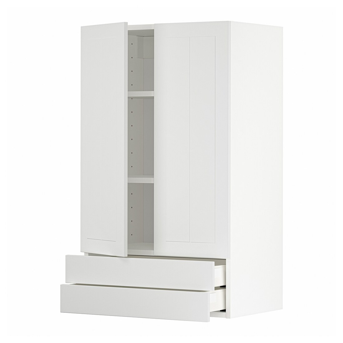 IKEA METOD МЕТОД / MAXIMERA МАКСИМЕРА Навесной шкаф / 2 дверцы / 2 ящика, белый / Stensund белый, 60x100 см 79458543 | 794.585.43