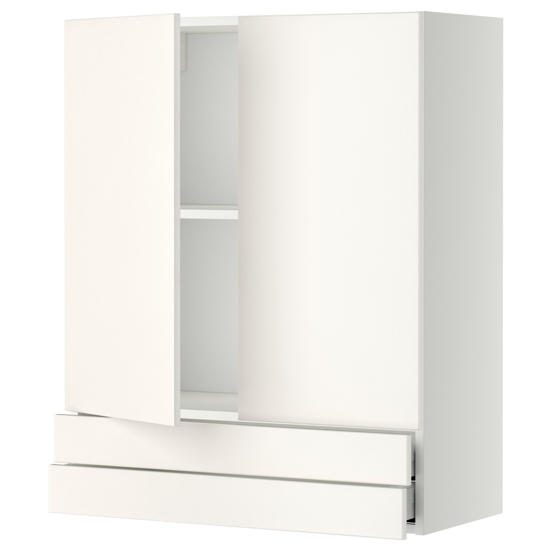 IKEA METOD МЕТОД / MAXIMERA МАКСИМЕРА Навесной шкаф / 2 дверцы / 2 ящика, белый / Veddinge белый, 80x100 см 99457340 994.573.40