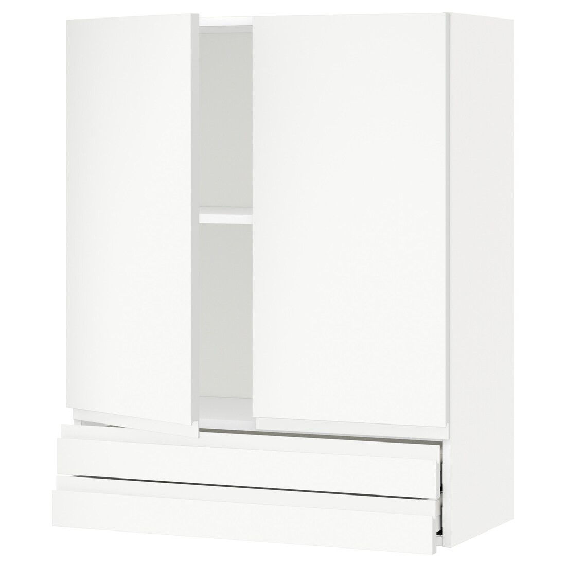 IKEA METOD МЕТОД / MAXIMERA МАКСИМЕРА Навесной шкаф / 2 дверцы / 2 ящика, белый / Voxtorp матовый белый, 80x100 см 69470710 | 694.707.10