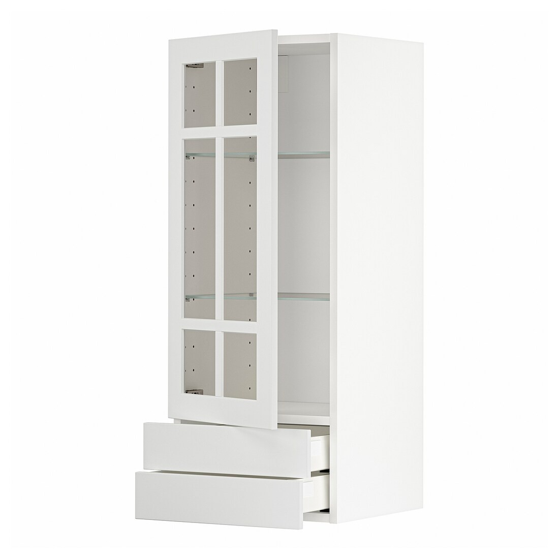 IKEA METOD МЕТОД / MAXIMERA МАКСИМЕРА Навесной шкаф / 1 стеклянная дверь / 2 ящика, белый / Stensund белый, 40x100 см 99467438 | 994.674.38