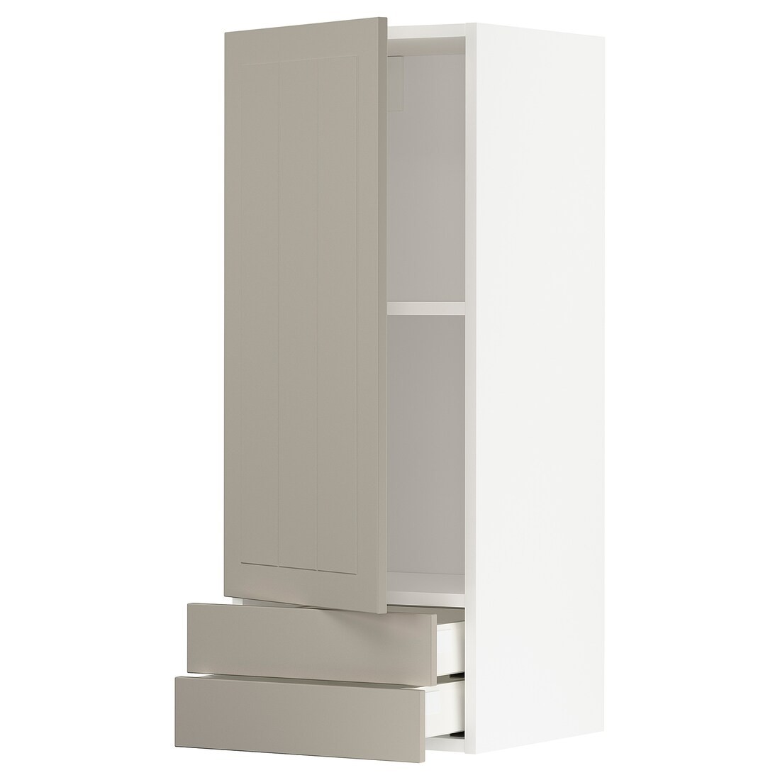 IKEA METOD МЕТОД / MAXIMERA МАКСИМЕРА Настенный шкаф, дверь / 2 ящика, белый / Stensund бежевый, 40x100 см 79459745 | 794.597.45