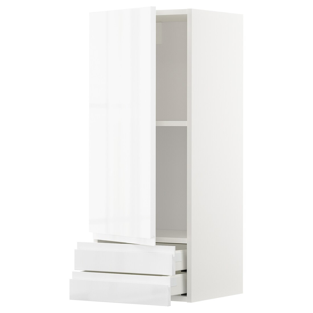IKEA METOD МЕТОД / MAXIMERA МАКСИМЕРА Настенный шкаф, дверь / 2 ящика, белый / Voxtorp глянцевый / белый, 40x100 см 89469715 | 894.697.15