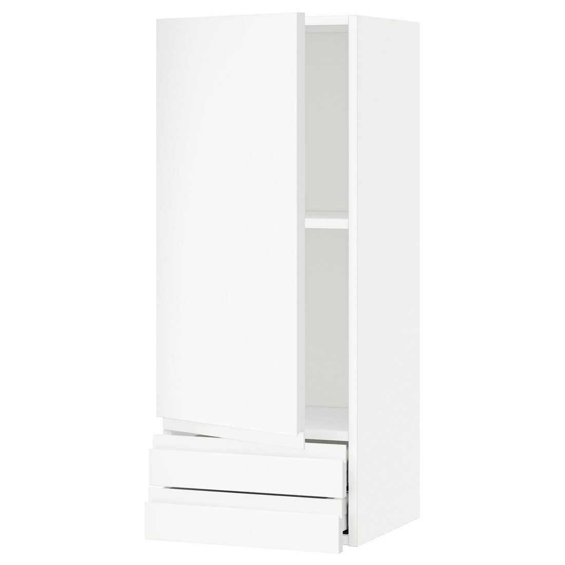 IKEA METOD МЕТОД / MAXIMERA МАКСИМЕРА Настенный шкаф, дверь / 2 ящика, белый / Voxtorp матовый белый, 40x100 см 09464948 | 094.649.48