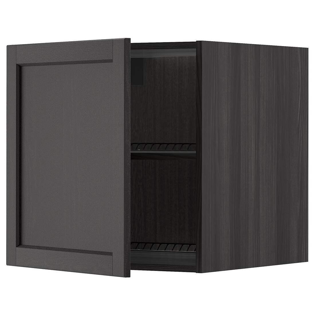 IKEA METOD МЕТОД Верхний шкаф для холодильника / морозильника, черный / Lerhyttan черная морилка, 60x60 см 09454708 | 094.547.08