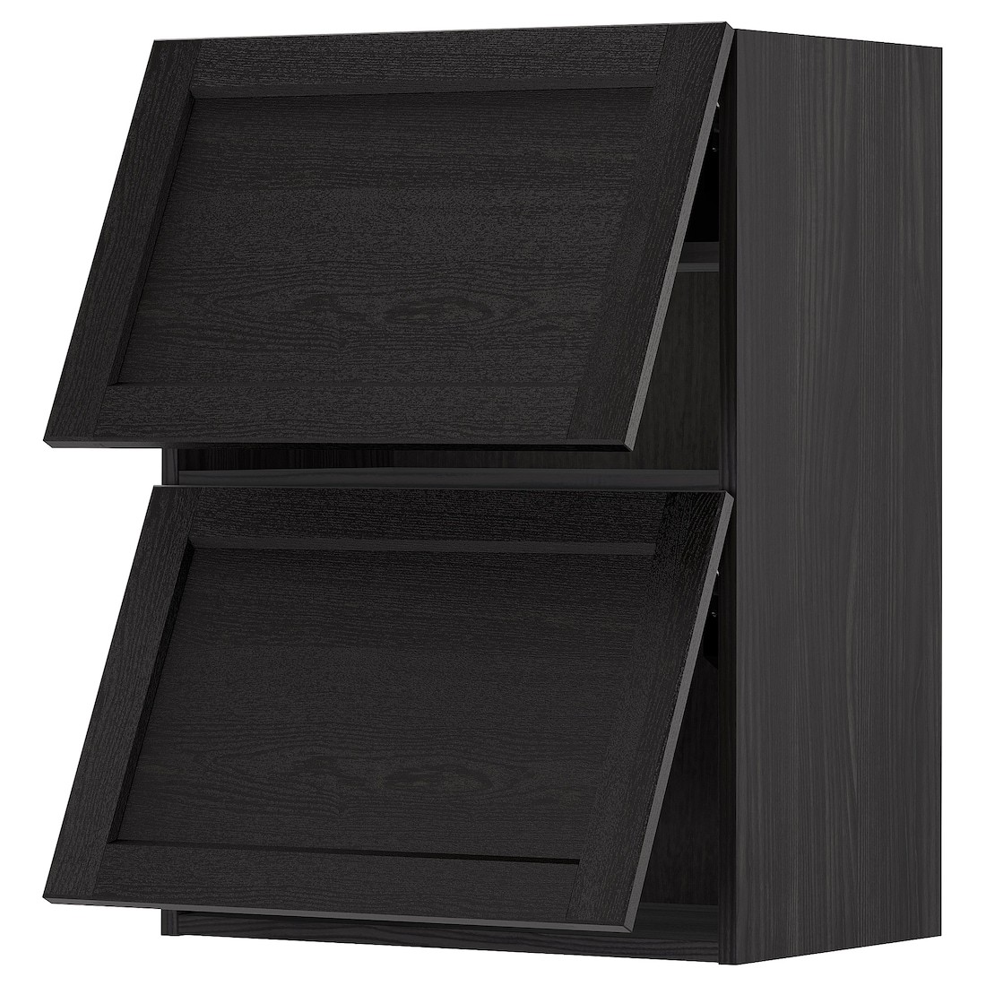IKEA METOD МЕТОД Навесной горизонтальный шкаф / 2 двери, черный / Lerhyttan черная морилка, 60x80 см 99391759 993.917.59