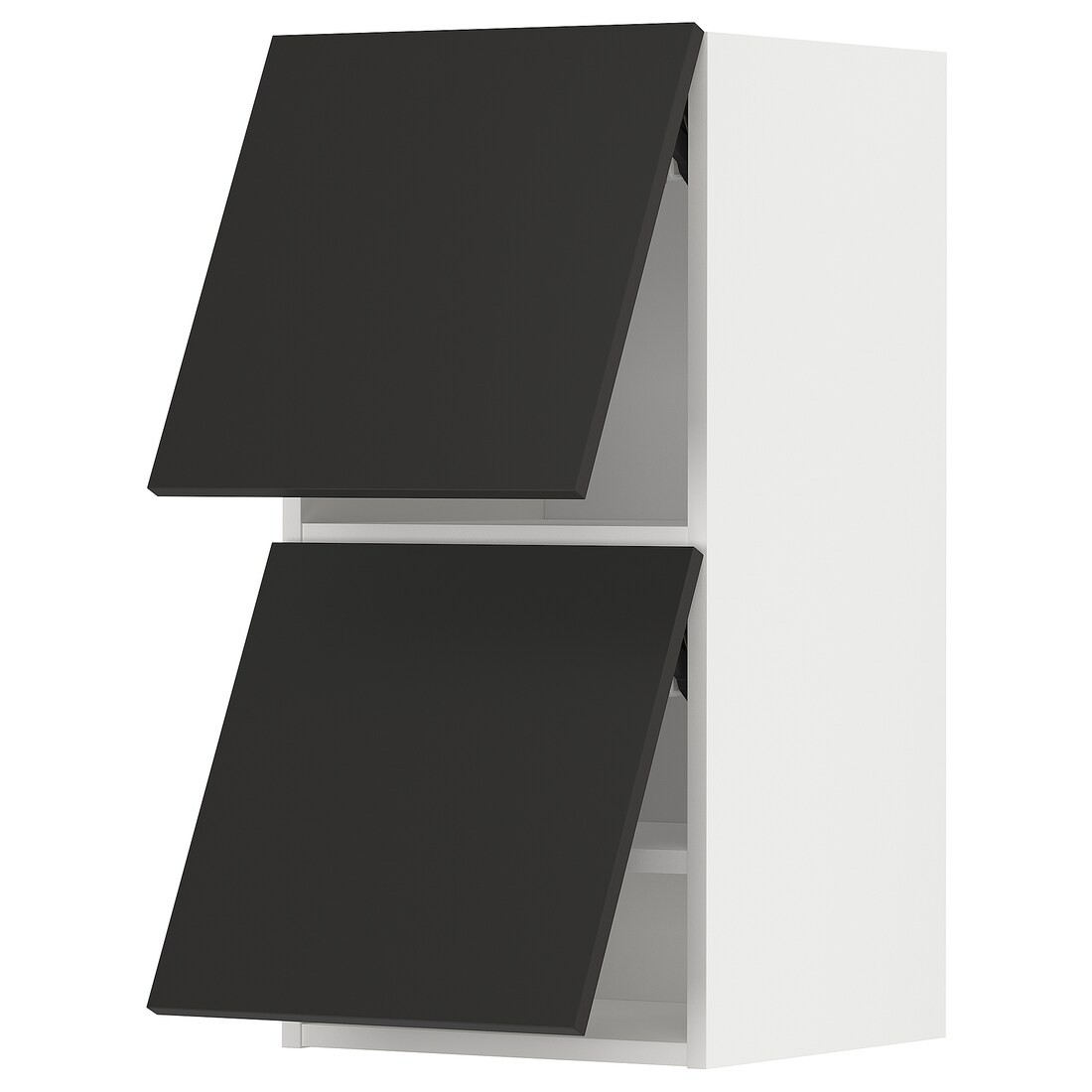 IKEA METOD МЕТОД Навесной горизонтальный шкаф / 2двери, нажимной механизм, белый / Nickebo матовый антрацит, 40x80 см 09498509 | 094.985.09