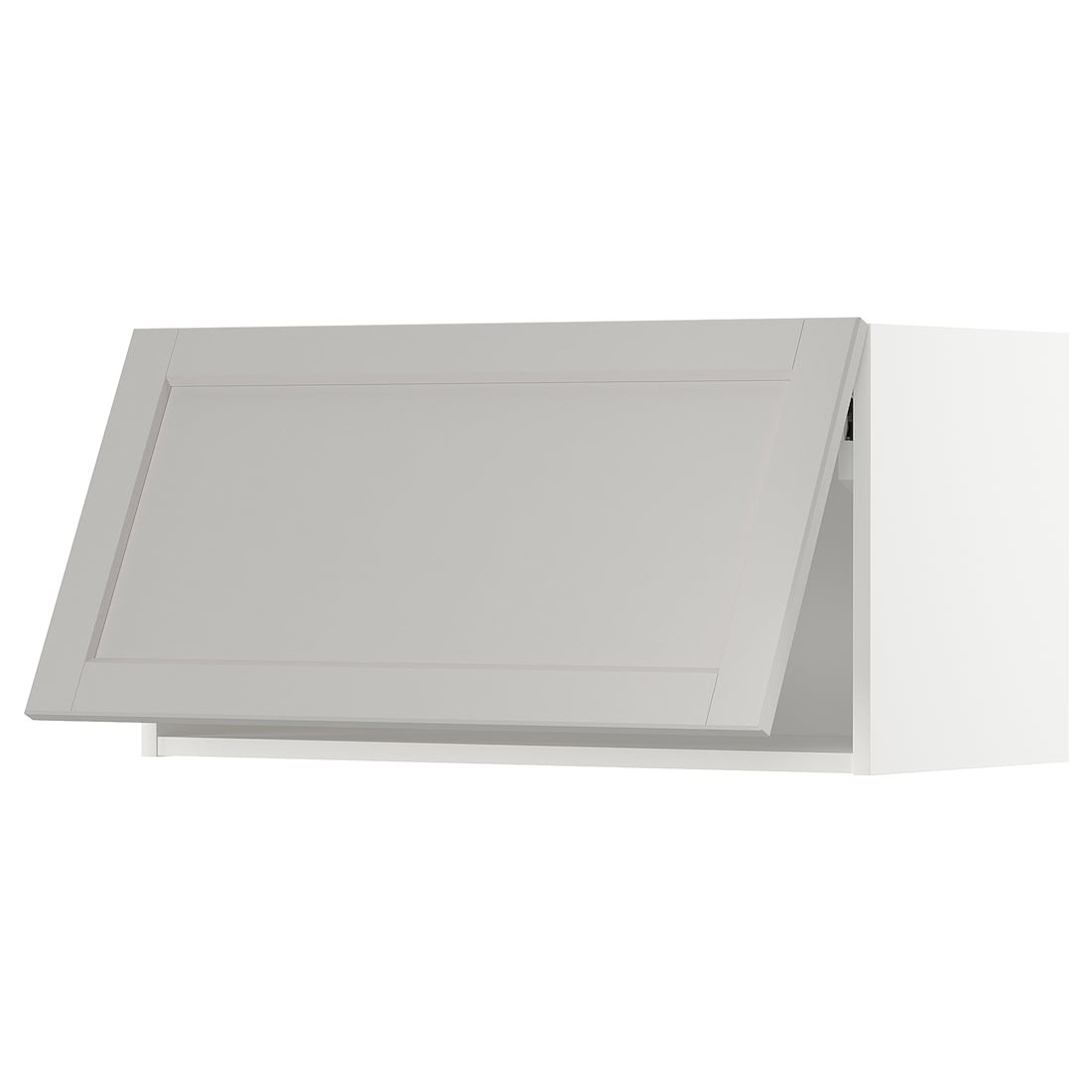 IKEA METOD МЕТОД Навесной горизонтальный шкаф, нажимной механизм, белый / Lerhyttan светло-серый, 80x40 см 09394465 093.944.65