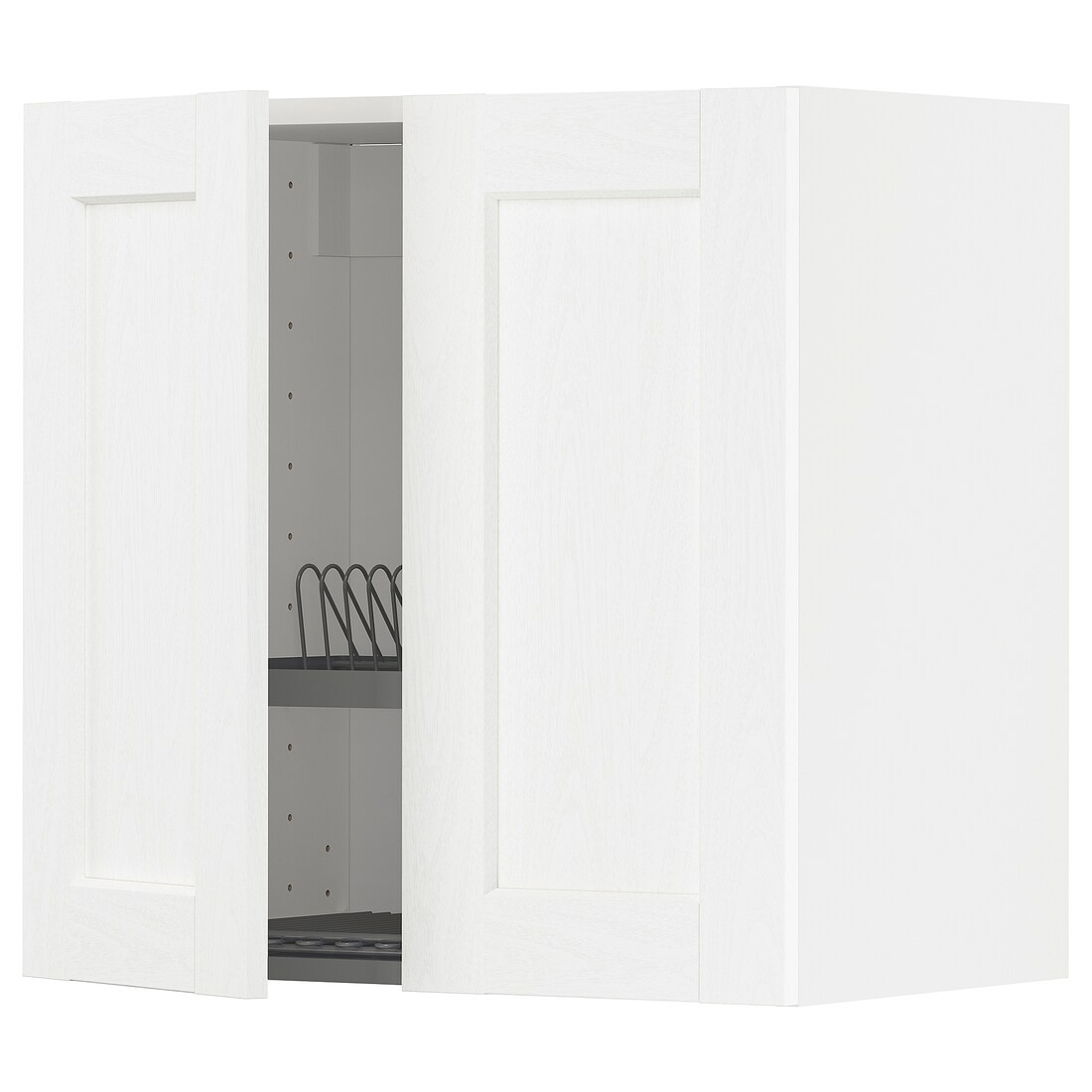 IKEA METOD МЕТОД Навесной шкаф с посудной сушилкой / 2 дверцы, белый Enköping / белый имитация дерева, 60x60 см 59473498 | 594.734.98