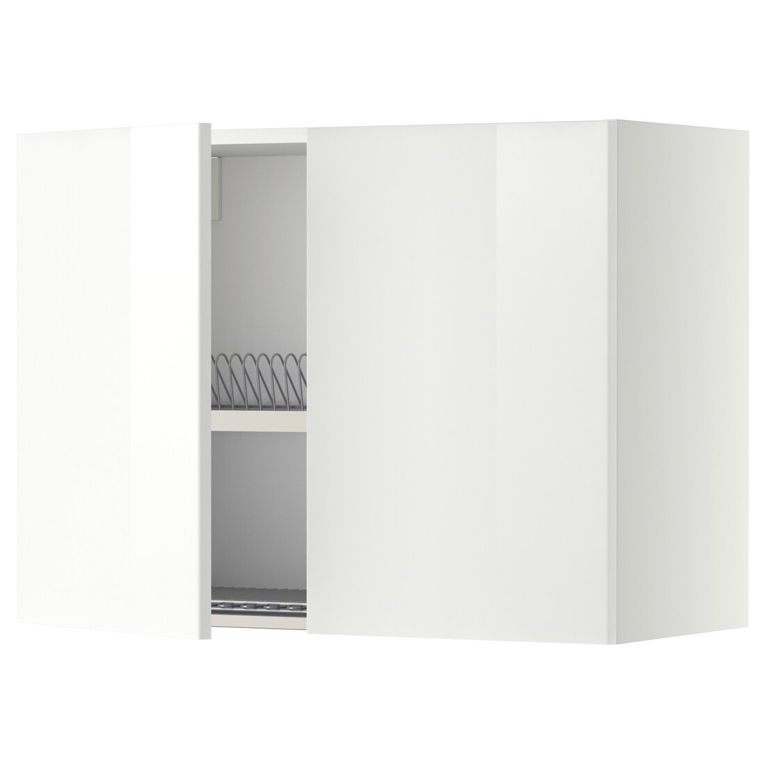 IKEA METOD МЕТОД Навесной шкаф с посудной сушилкой / 2 дверцы, белый / Ringhult белый, 80x60 см 29457452 294.574.52