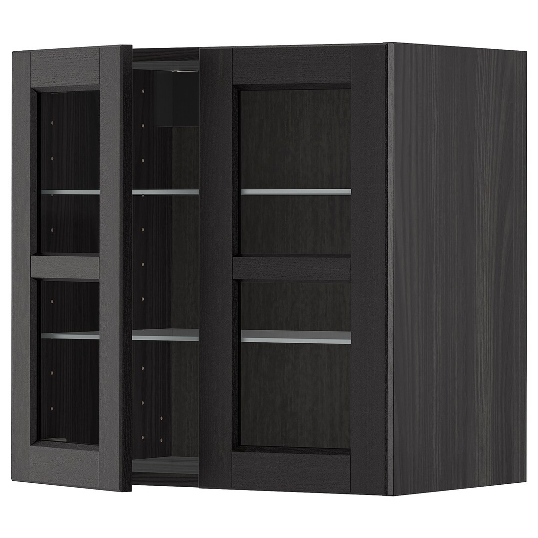 IKEA METOD МЕТОД Навесной шкаф, черный / Lerhyttan черная морилка, 60x60 см 19457099 194.570.99