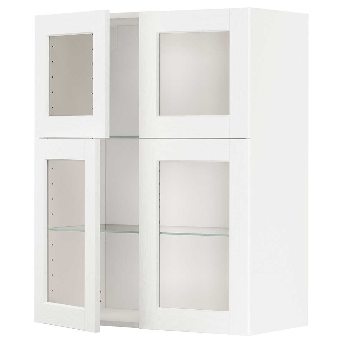 IKEA METOD МЕТОД Навесной шкаф / полки / 4 стеклянных двери, белый Enköping / белый имитация дерева, 80x100 см 19473481 | 194.734.81