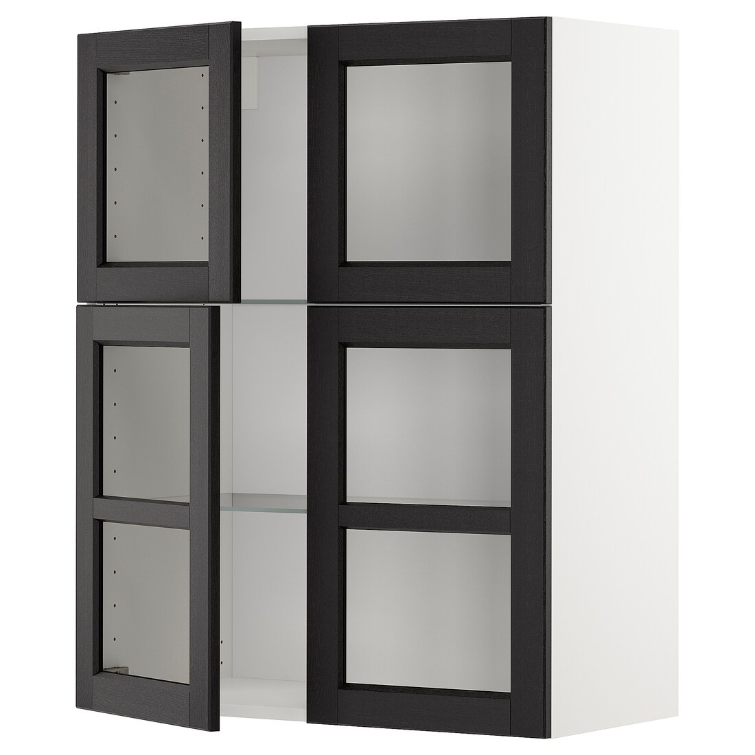 IKEA METOD МЕТОД Навесной шкаф / полки / 4 стеклянных двери, белый / Lerhyttan черная морилка, 80x100 см 79461847 794.618.47