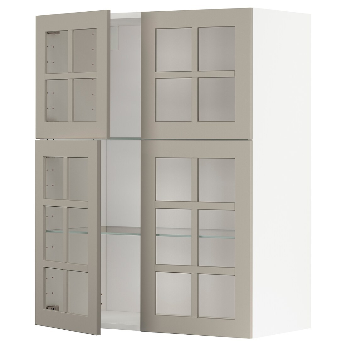 IKEA METOD МЕТОД Навесной шкаф / полки / 4 стеклянных двери, белый / Stensund бежевый, 80x100 см 49458323 | 494.583.23