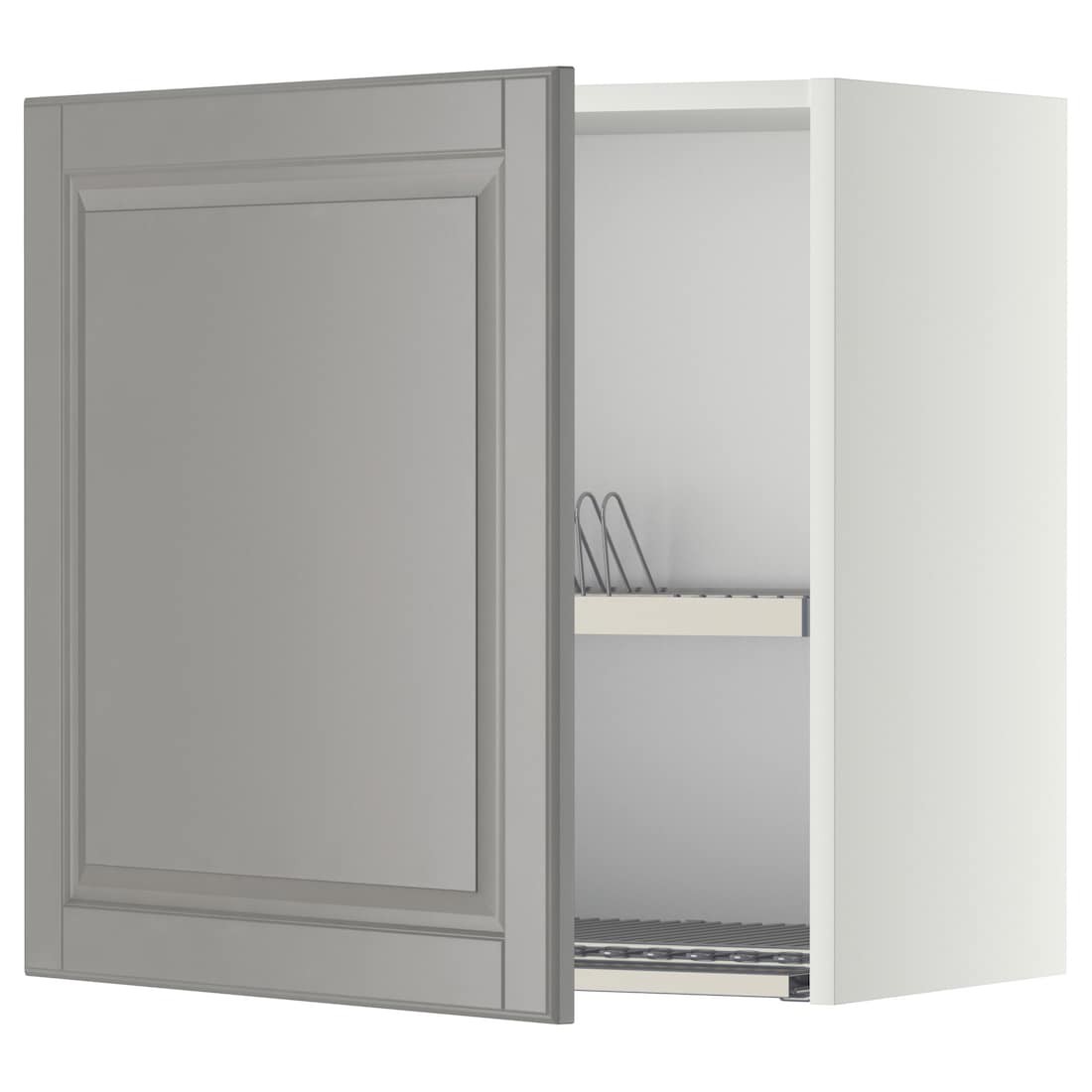 IKEA METOD МЕТОД Навесной шкаф с сушилкой, белый / Bodbyn серый, 60x60 см 09455307 094.553.07