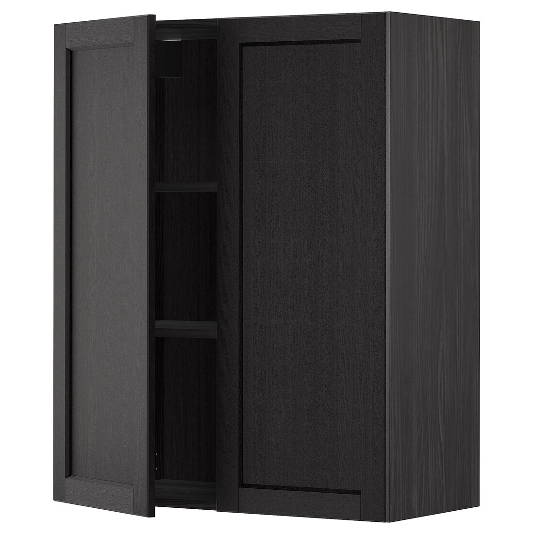 IKEA METOD МЕТОД Навесной шкаф с полками / 2 дверцы, черный / Lerhyttan черная морилка, 80x100 см 69466355 | 694.663.55